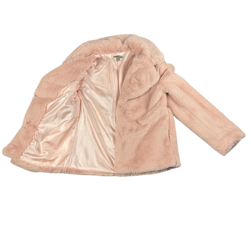 Casting LA Faux Fur Jacket Womens S Blush Pink Plush Teddy Coat Satin Lined Soft